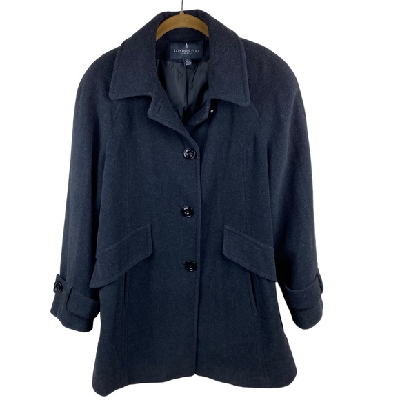 London Fog Coat Wool Blend Black Women’s Size Medium - Picture 10 of 12